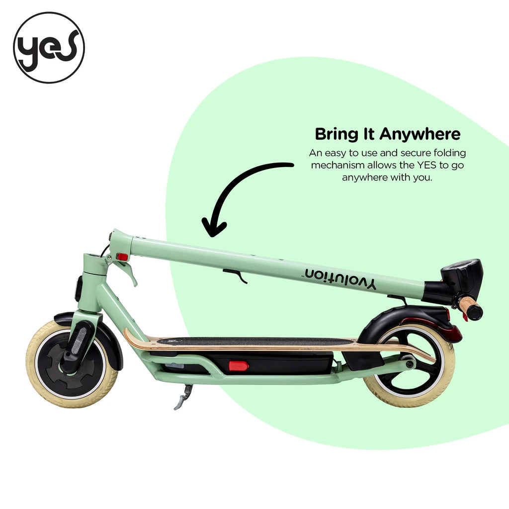 Yvolution  Electric Scooter for Adults (Green)  Display, Foldable Design