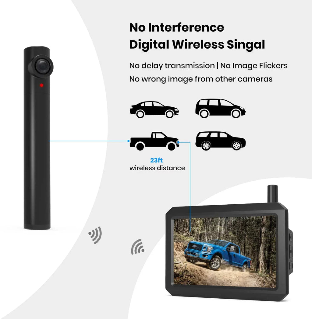 '-  Solar Wireless Backup Camera for Trucks, 5Mins  Installation, 5'' Monitor Night Vision Back Up Camera Systems for Car