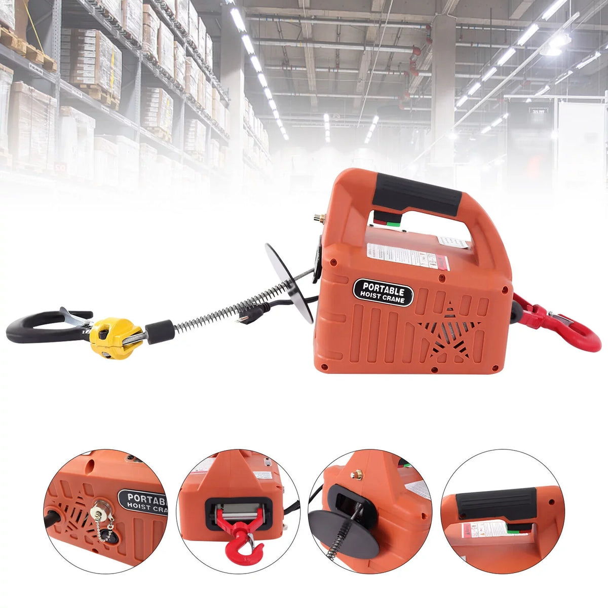 ZhdnBhnos 110V 1100  3-in-1 Electric Hoist Winch Portable Crane Lift Kit Wireless Remote Control