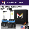 Mega Racer  328i xDrive 4 Sided     Headlight Bulbs 6000K Diamond White 12V 60W 10000LM  328i xDrive 2011 2012 2013 2014 2015 2016 11 12 13 14 15 16 Fog Light Automotive Replacement