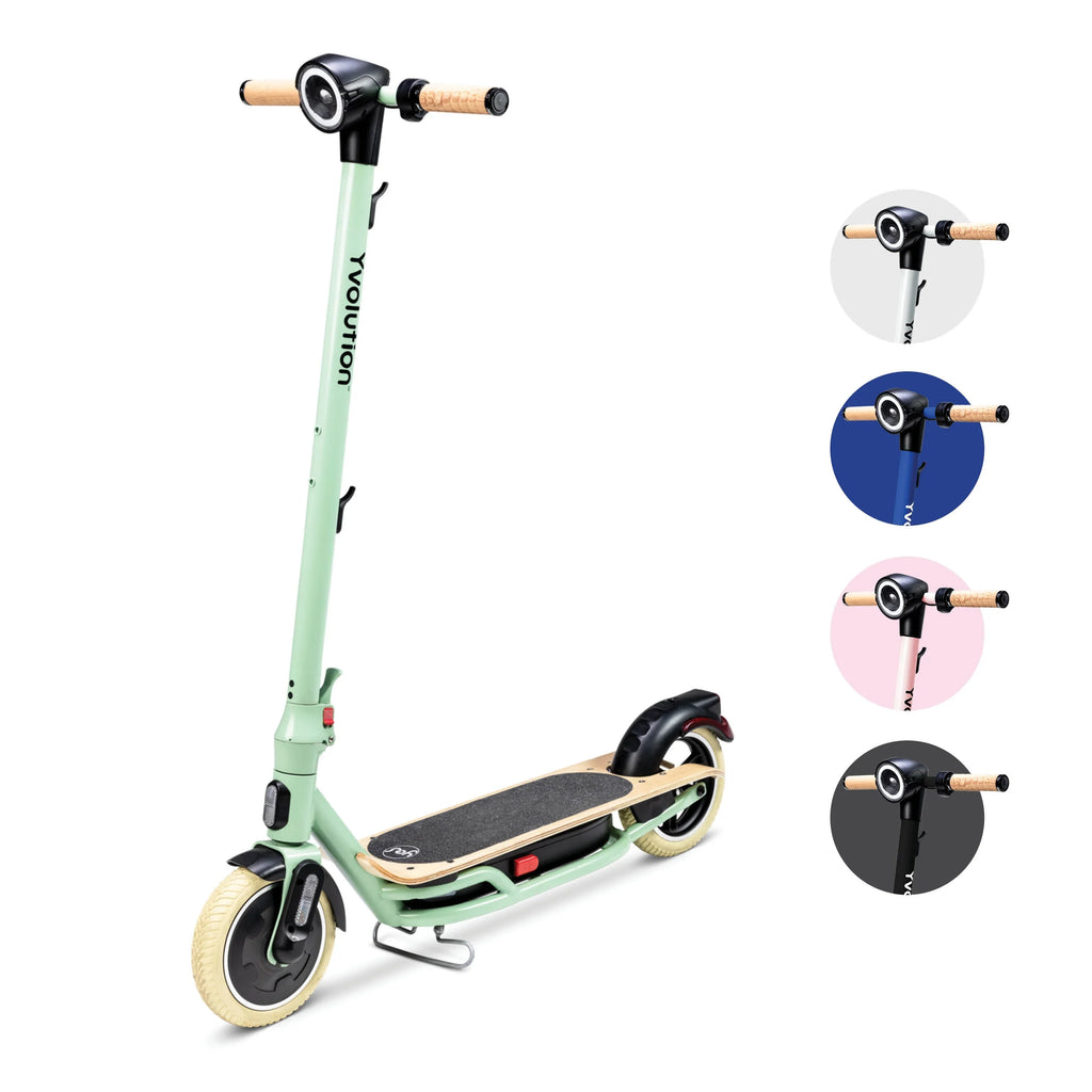 Yvolution  Electric Scooter for Adults (Green)  Display, Foldable Design