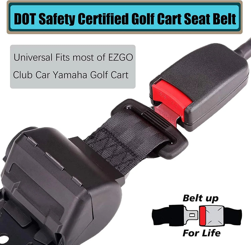 10L0L Golf Cart Seat Belts & Bracket Kit for Yamaha  Club Car 4 Seater Cart, Black