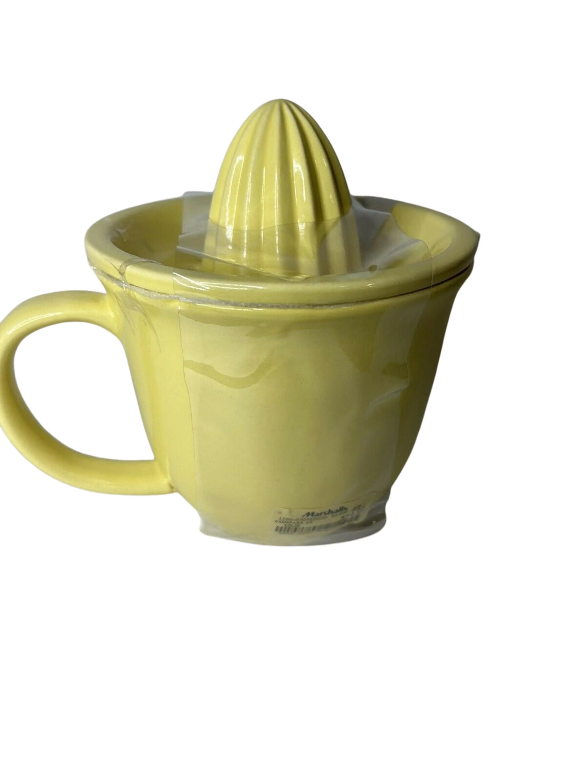 Rae Dunn  Yellow 2 Piece Ceramic Juicer Set with Black  Letters Kitchen