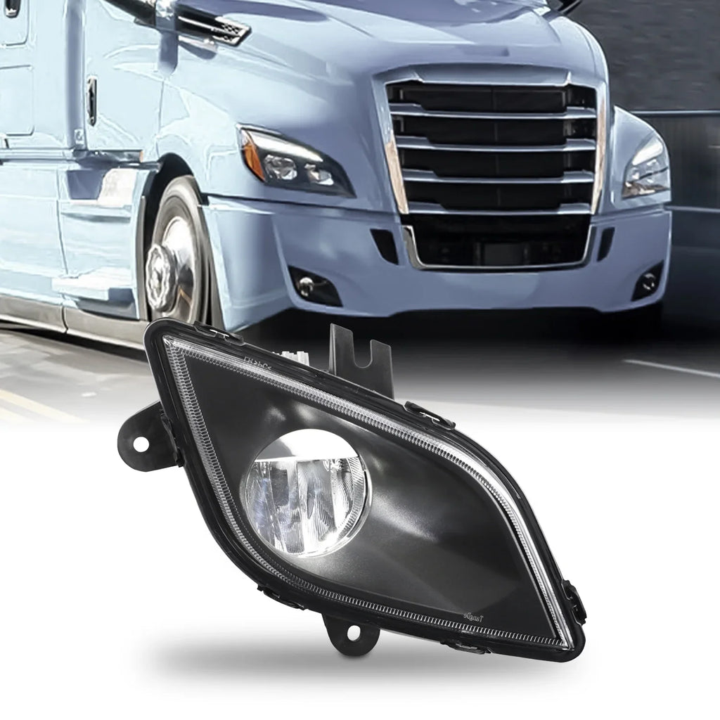 '- Fit 2018 2019 2020 2021 2022 2023 Freightliner Cascadia 126 Class 8 Truck  Fog Light Lamp Black  Style Passenger Side