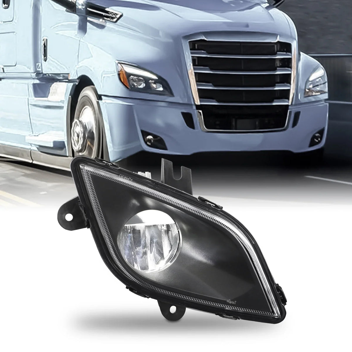 '- Fit 2018 2019 2020 2021 2022 2023 Freightliner Cascadia 126 Class 8 Truck  Fog Light Lamp Black  Style Passenger Side