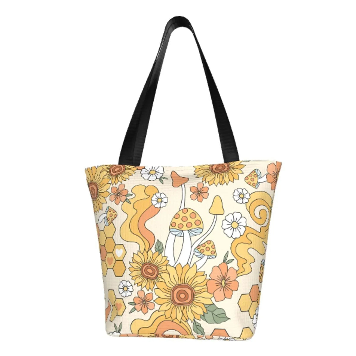Lukts Groovy Hippie Flower Mushrooms Tote Bag,Shoulder Bag Women' Hobos Handbags Large Capacity Shopping Bag
