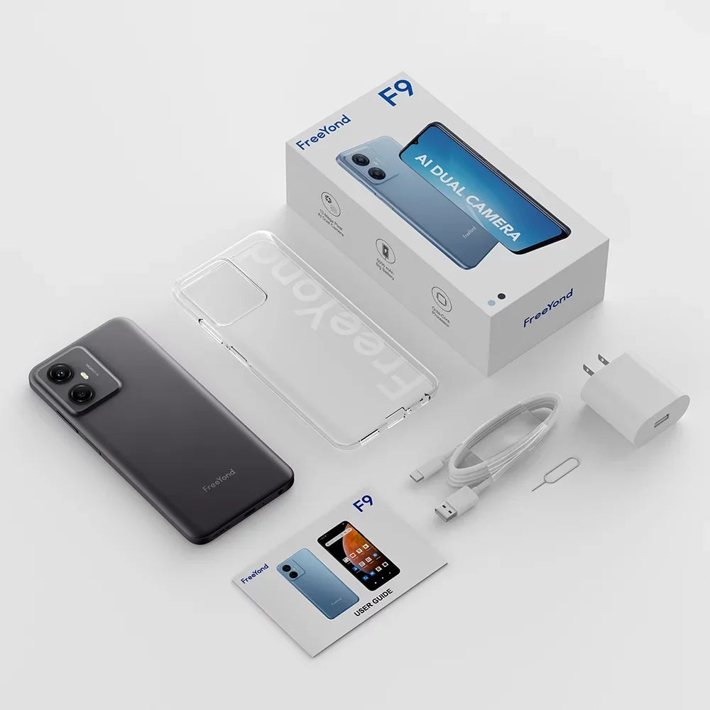 FreeYond  Smartphone, +6.52" Display Dual Sim, Battery 5000 MAh, 64GB/128GB Rom, Real Dual Camera 13+8MP With 2MP Macro