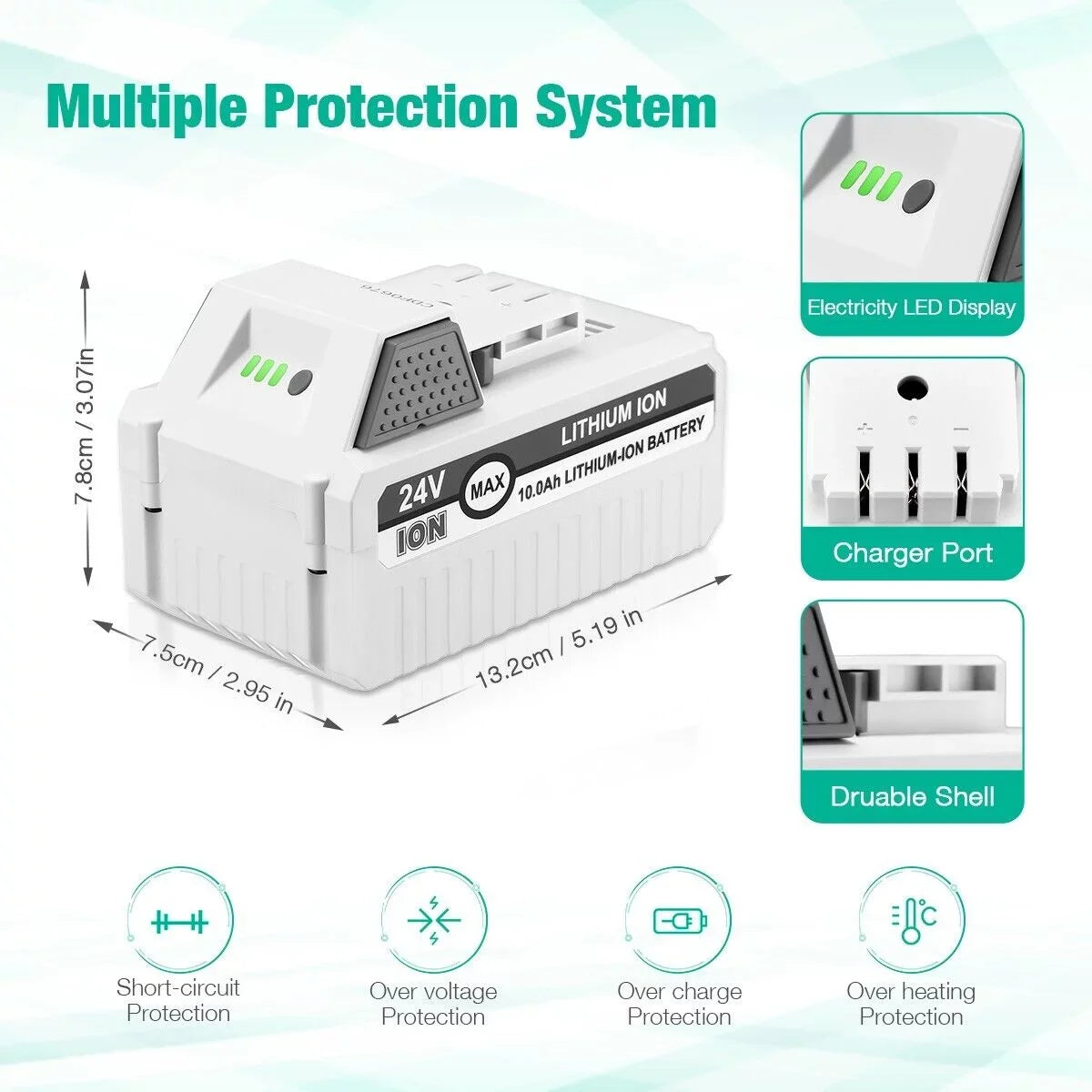 2Packs 10000mAh Li-ion Battery Compatible with Sun Joe and Snow Joe 24V Battery for 24VBAT- 24VBAT- 24VBAT- 24VBAT- 24VBAT 24V-- iON+ System for All Joe iON+ 24V Cordless Snow Blower