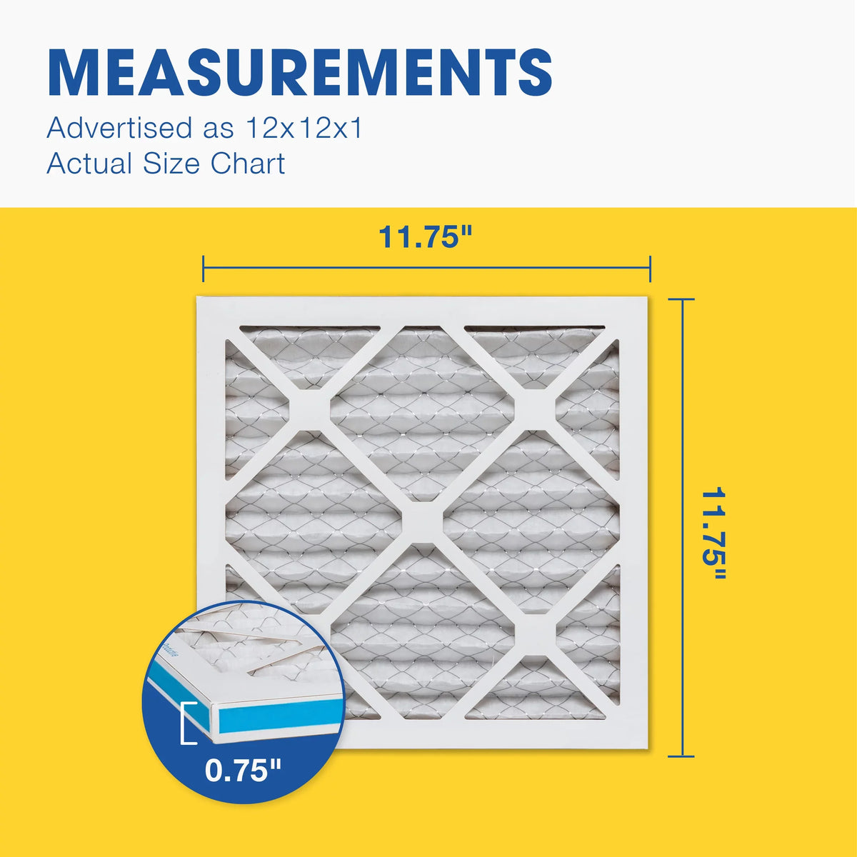 Aerostar 12x12x1  11 Pleated Air Filter,  Furnace Air Filter, 4 Pack