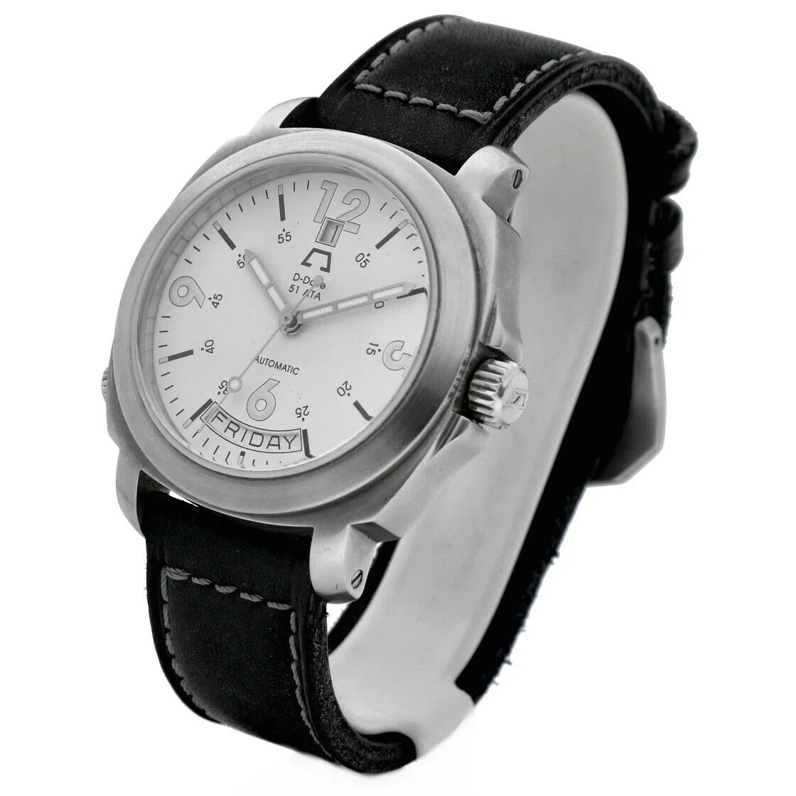 Anonimo -Date 51ETA 2006 Day Date Ivory Dial Leather 43mm Automatic Men's Watch