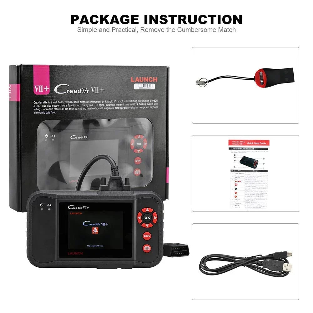 Launch  Creader + ()  Scanner  Car Diagnostic Code Reader Testing Engine/Transmission//Airbag