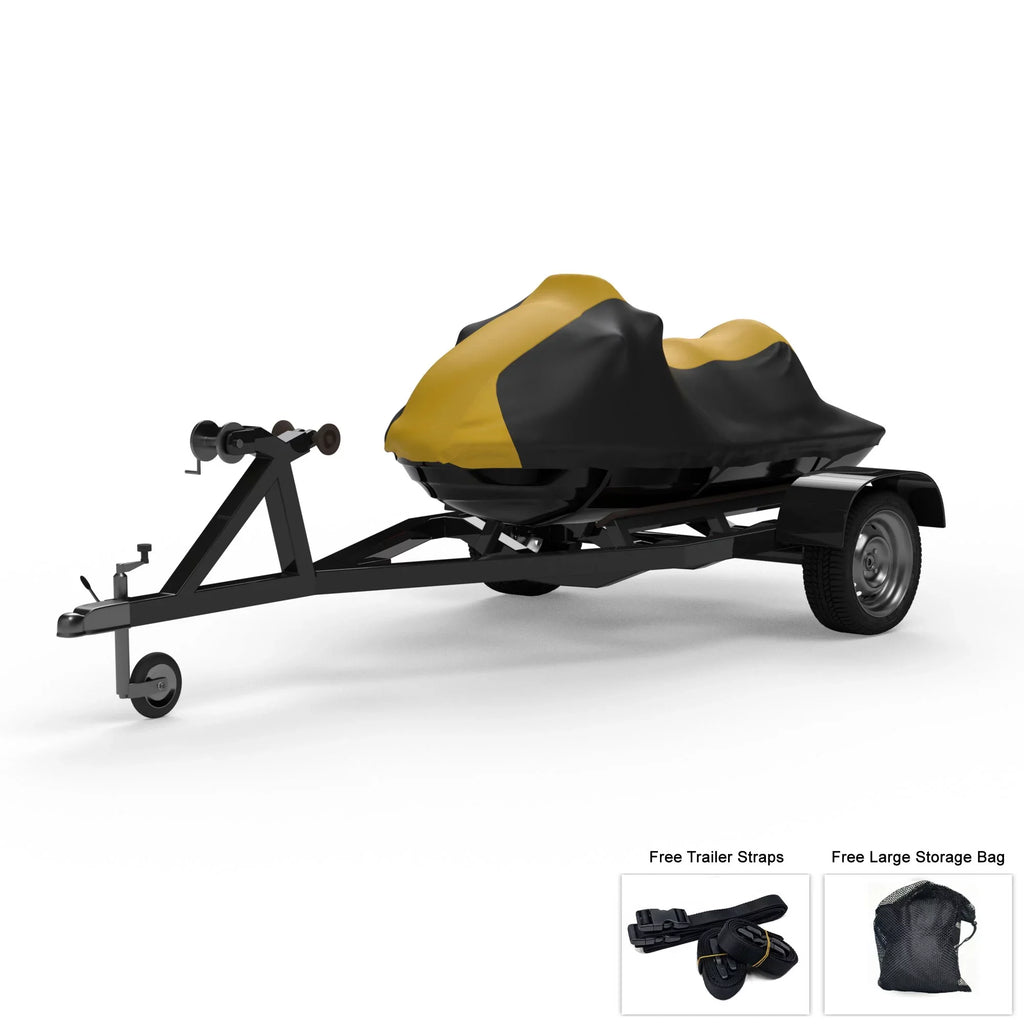 Weatherproof Jet Ski Cover For  Wave Runner  Limited  2017-2018 -  / Black - All Weather - Trailerable - Protects from Rain, Sun, & More! Includes Trailer Straps & Storage Bag