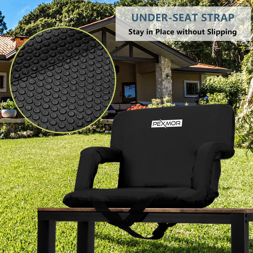 2-Pack Stadium Seat for Bleachers with Back Support & Carrying Bag, Portable Reclining Cushion, Standard 21'' Width