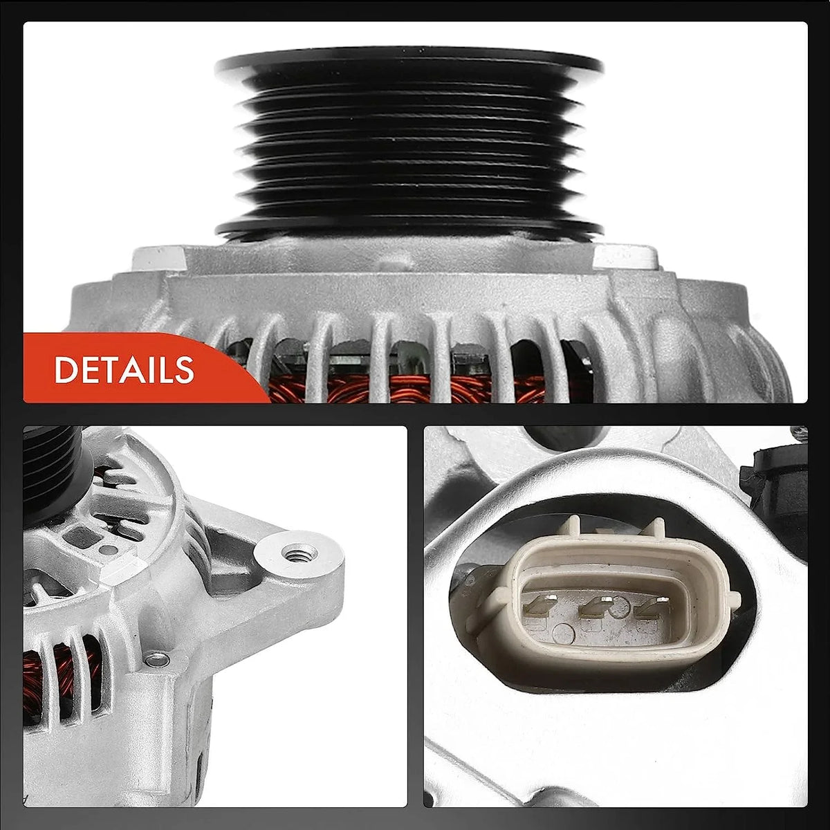 '-Premium Alternator Compatible with Isuzu Trooper 2000-2002 & Acura  1999,  3.5L, 90Amp 12Volt  6-Groove Clutch Pulley