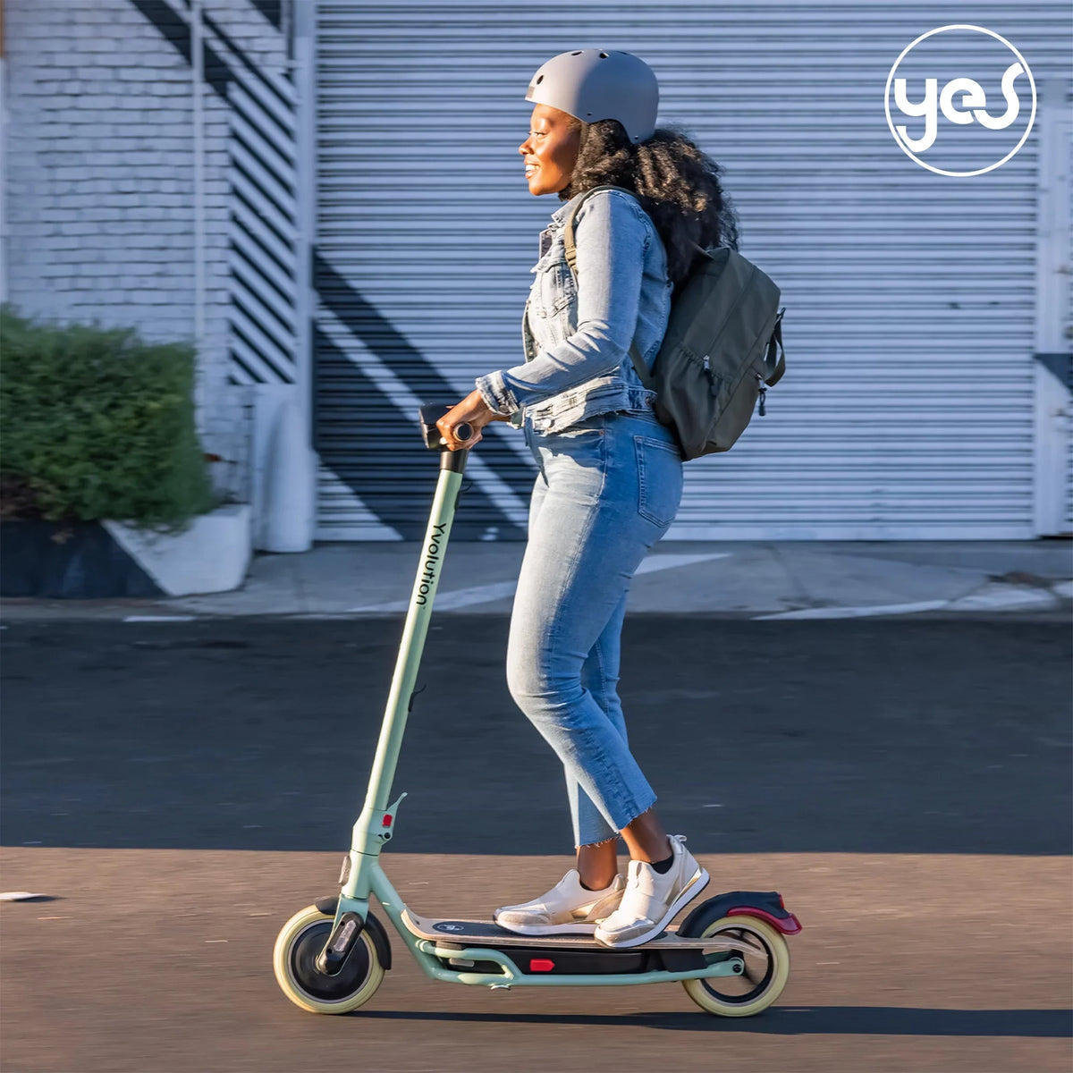 Yvolution  Electric Scooter for Adults (Green)  Display, Foldable Design