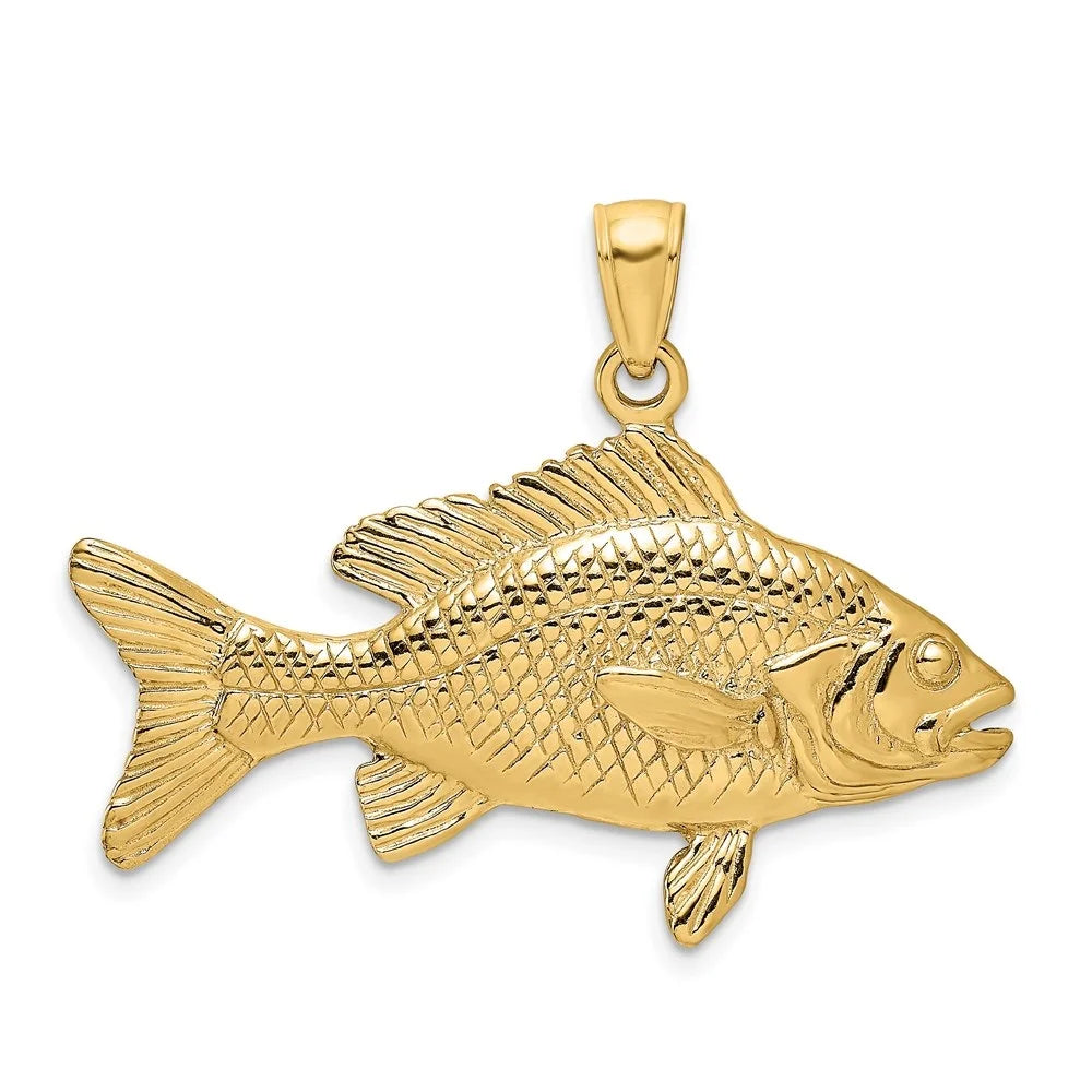Auriga 14k Yellow Gold 3- Textured Red Snapper Fish Charm for Women ( - 19 mm,  - 34.6 mm)