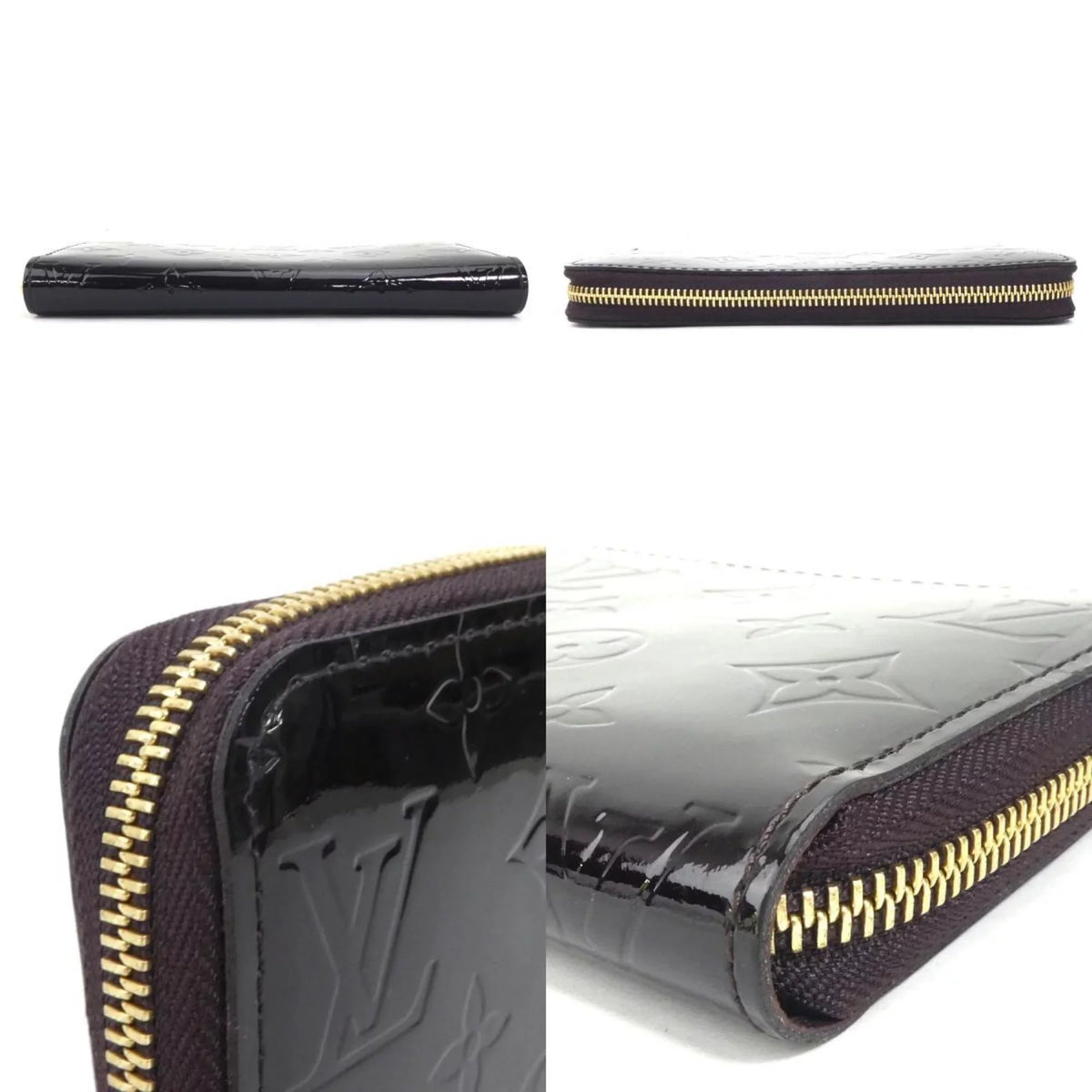 Pre-Owned Louis Vuitton   Round Zipper Long Wallet Monogram Verni Zippy Amaranto Unisex  (Good)