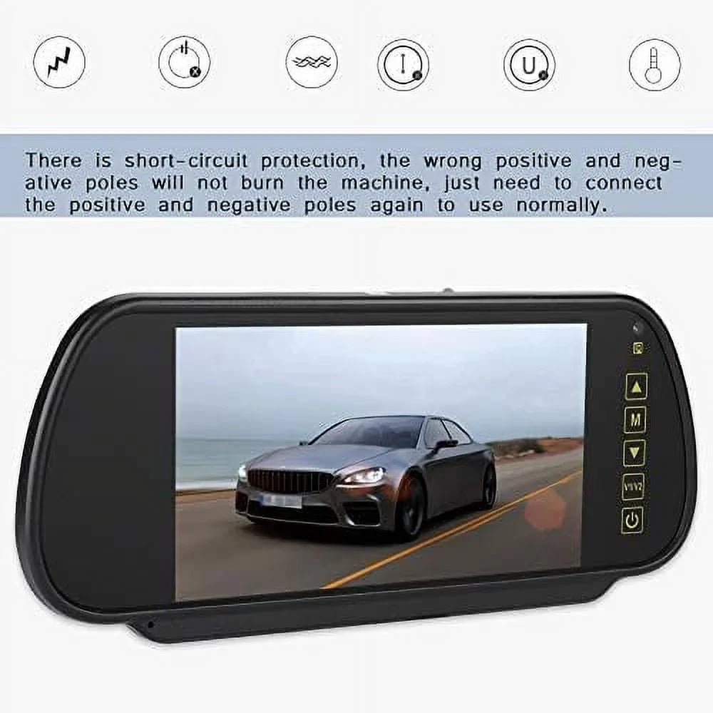 Bileeko Car Rear View Mirror 7 Inch  Vehicle Monitor Screen for Parking