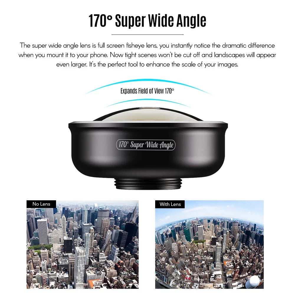 170° Super Wide Angle Lens for Dual Lens / Single Lens Smartphone for Pixel Galaxy Smartphones