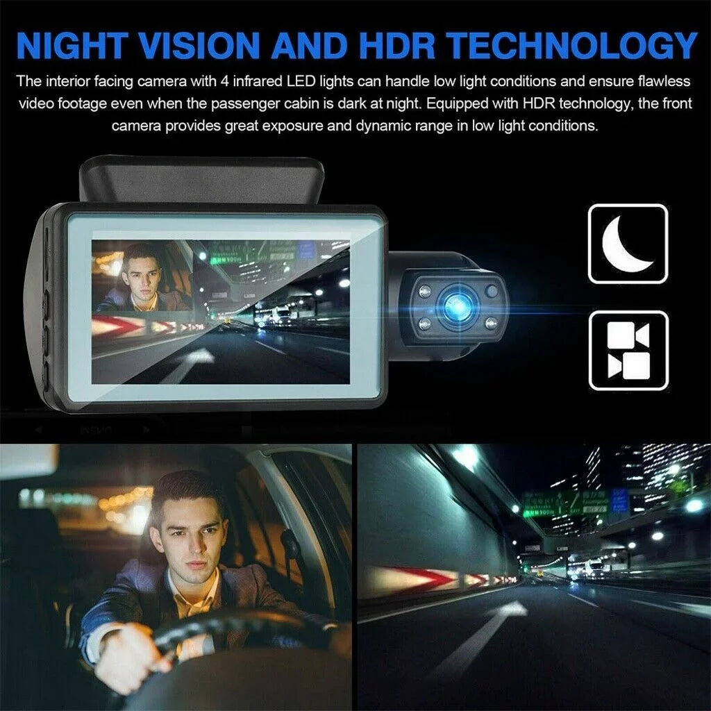 Dash Cam Front and Inside for Car, Dual Dash Cam /32GB  Card,  1080P Car Camera Dual Lens, Wide Angel  Car Parking Driving Recorder Night Vision Loop Recording -Sensor