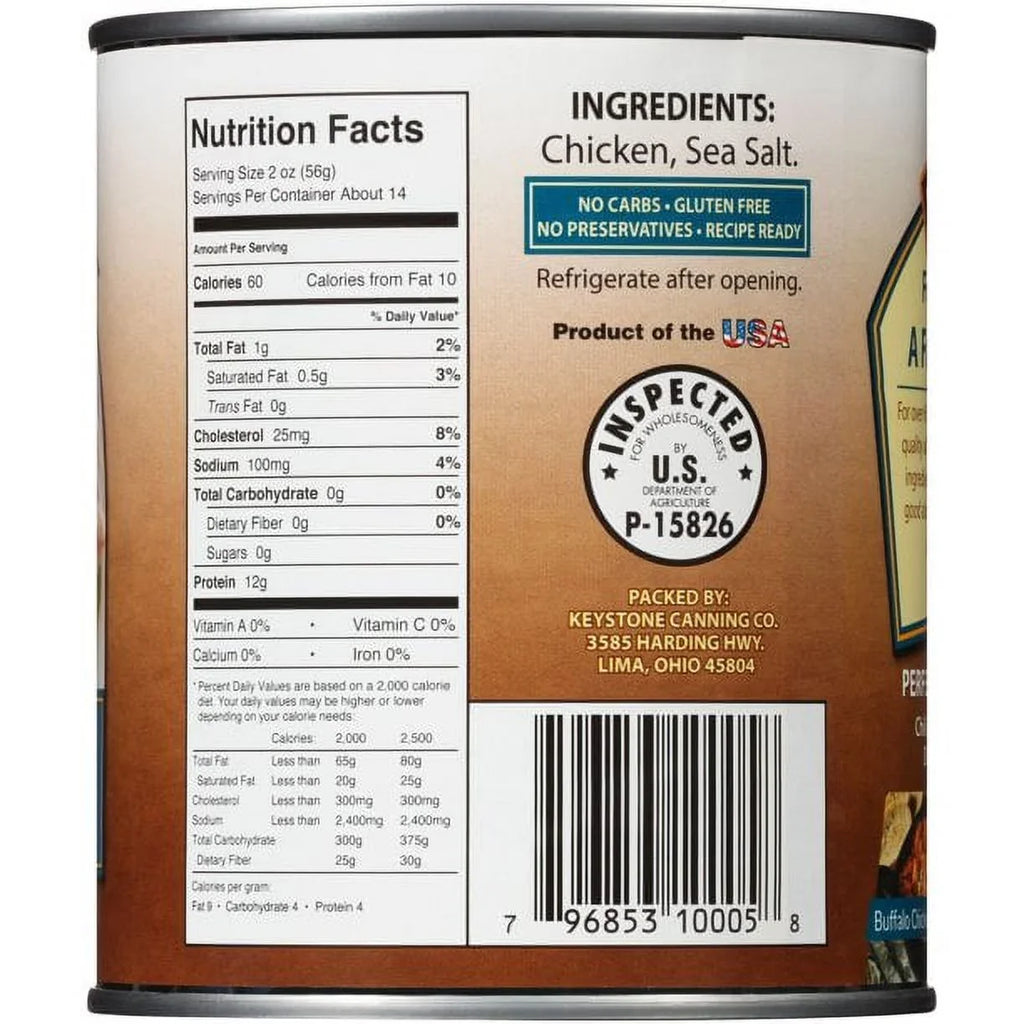 (12 Pack) Keystone All Natural Chicken 28 oz Can  Emergency Survival Food For Camping Hiking and Backpacking Ready to Eat- Pack of 12 Cans