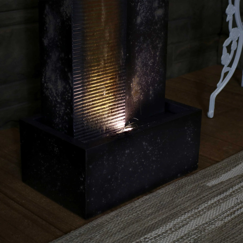 Sunnydaze Cascading Tower Outdoor Metal Fountain with  Lights - 32"