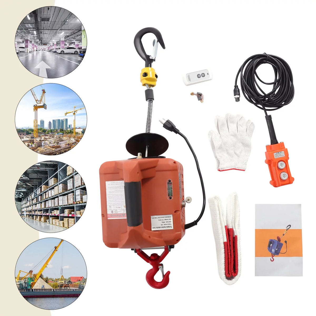 ZhdnBhnos 110V 1100  3-in-1 Electric Hoist Winch Portable Crane Lift Kit Wireless Remote Control