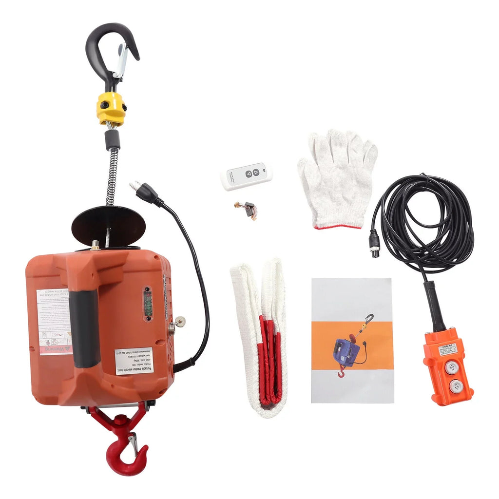 ZhdnBhnos 110V 1100  3-in-1 Electric Hoist Winch Portable Crane Lift Kit Wireless Remote Control