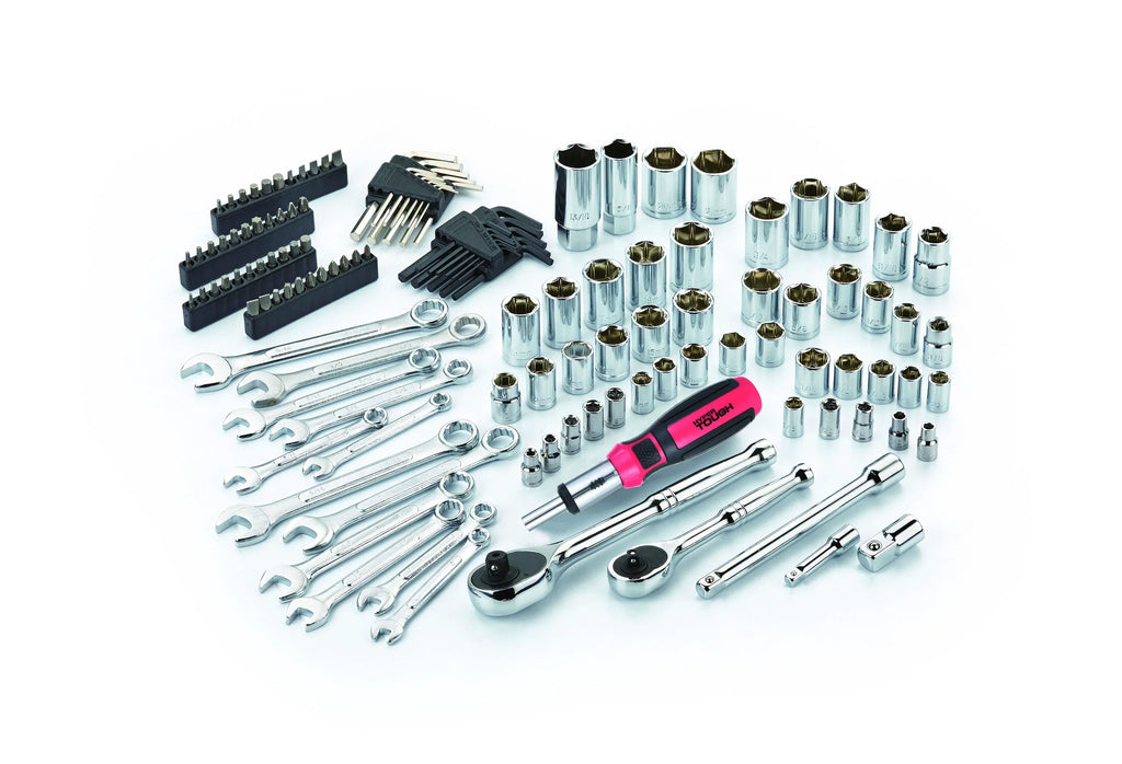 Hyper Tough 137  Tool Set including Metric &  Sizes of  Hex Keys, Wrenches, Ratchet Bit Driver, Ratchet Extension Bar, Sockets and more