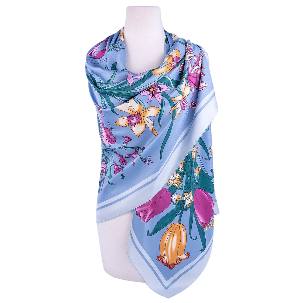 Evening Shawl and Wrap for Women Botany Lilac Silk Shawl 51x51'' (130 * 130 cm) Travel Scarf Tops Fashion Shawl for Wedding