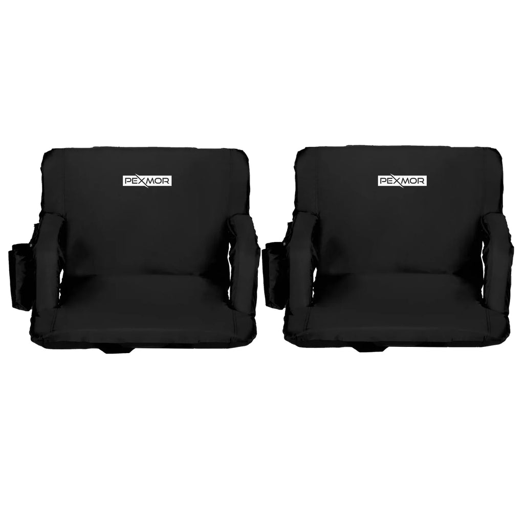 2-Pack Stadium Seat for Bleachers with Back Support & Carrying Bag, Portable Reclining Cushion, Standard 21'' Width