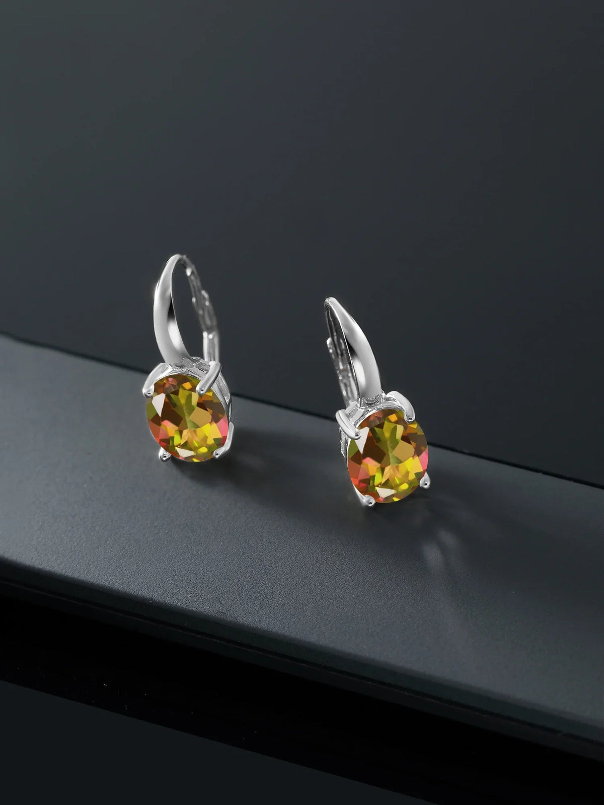 Gem Stone King 9.00 Ct Oval Mango Mystic Topaz 925 Sterling Silver Earrings
