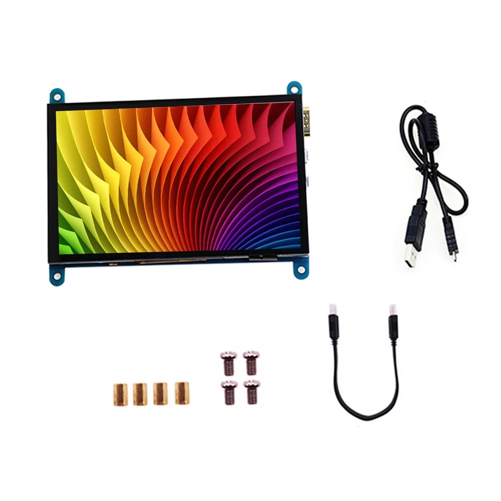 Htovila 5 Inch Capacitive Touchscreen Display 800*480 Resolution Small Portable  with  Interface Compatible with Raspberry Pi Educational Tool