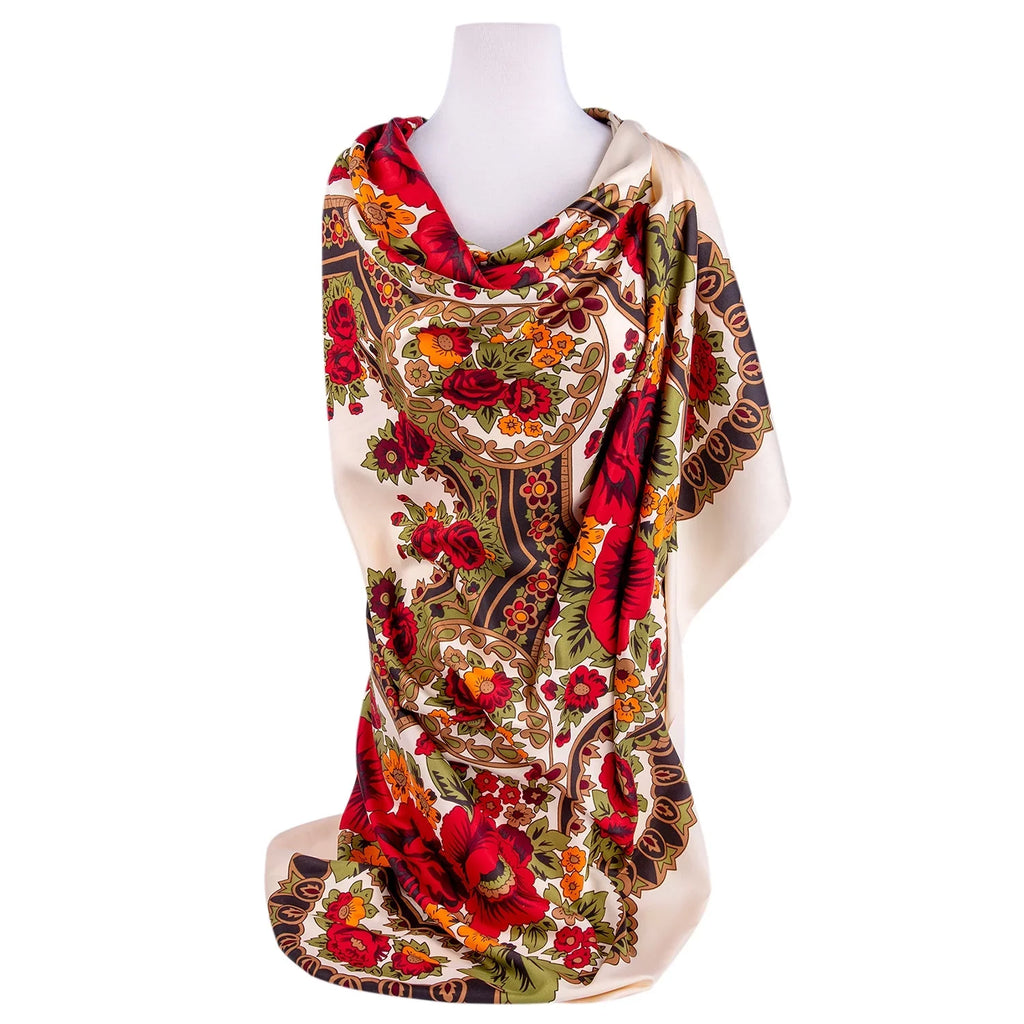 Evening Shawl and Wrap for Women Precious Beige Silk Shawl 51x51'' (130 * 130 cm) Travel Scarf Tops Fashion Shawl for Wedding