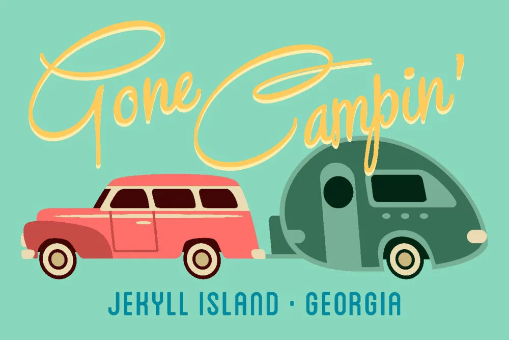 Jekyll Island, Georgia, Gone Campin, Trailer, Geometric (19x27 inches, Premium 500 Piece Jigsaw Puzzle for Adults and Family, Made in )