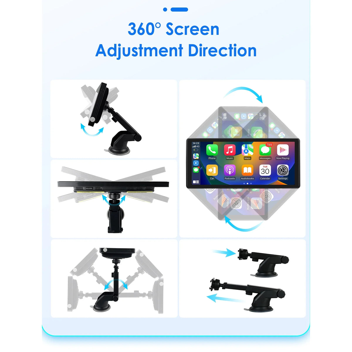 10.26" Touchscreen Apple Carplay Android Auto  Car Radio Stereo Head Unit 360° Adjustable Bluetooth Mirror Link  Navigation Player