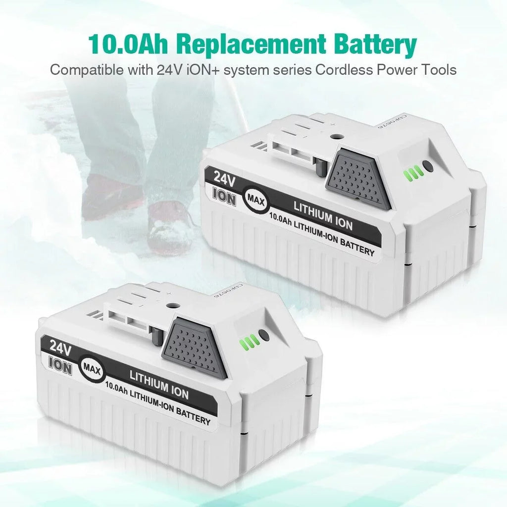 2Packs 10000mAh Li-ion Battery Compatible with Sun Joe and Snow Joe 24V Battery for 24VBAT- 24VBAT- 24VBAT- 24VBAT- 24VBAT 24V-- iON+ System for All Joe iON+ 24V Cordless Snow Blower
