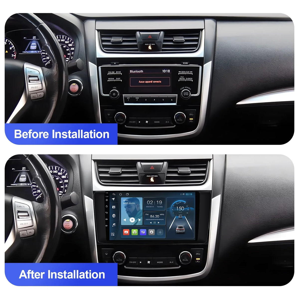 9 inches Android 12 Double Din Car Stereo for Nissan Altima 2014-2018  Touchscreen Screen Car Radio with Carplay & Android Auto Support Backup Camera   Navi  8 core(4+32G)