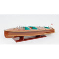 HomeRoots  9 in. Wood Brown  Chris Craft Triple Cockpit Hand Painted Decorative Boat