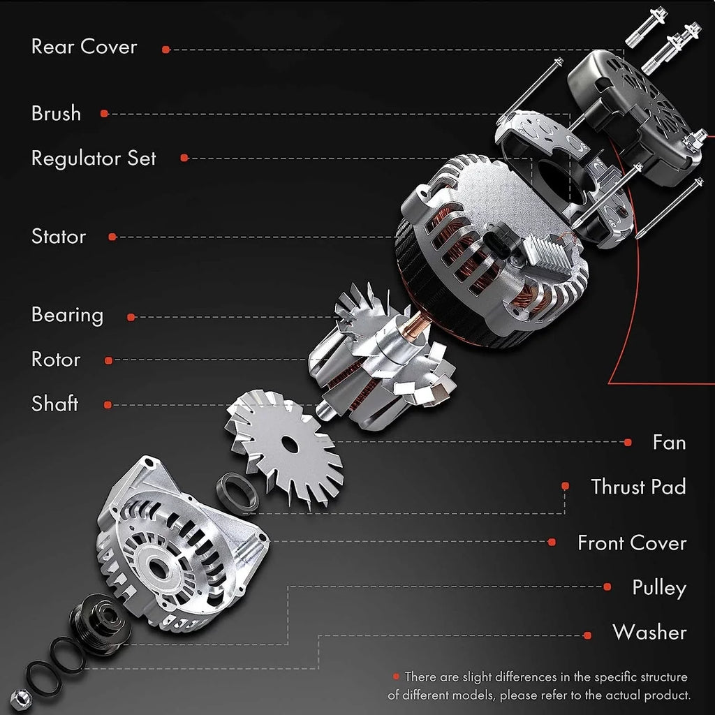 '-Premium Alternator Compatible with Isuzu Trooper 2000-2002 & Acura  1999,  3.5L, 90Amp 12Volt  6-Groove Clutch Pulley