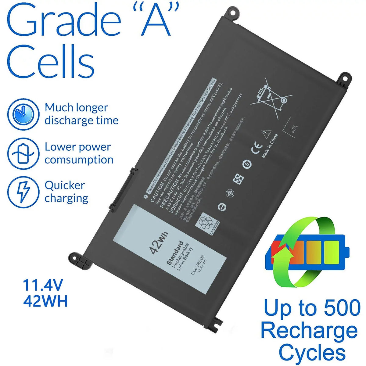 42Wh  Laptop Battery for Dell Inspiron 7586 5482 5485 5491 3310 3493 2in1
