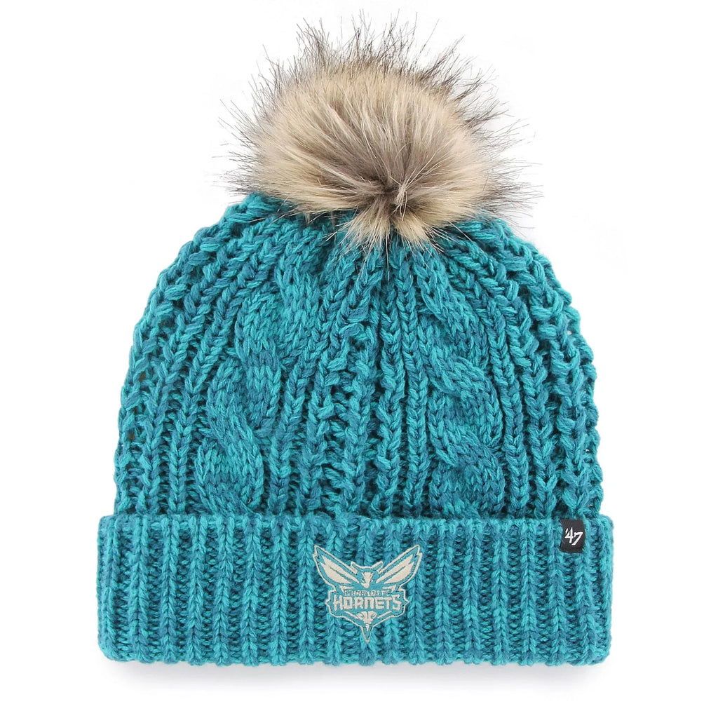 Women's '47 Teal Charlotte Hornets Meeko Cuffed Knit Hat with Pom -