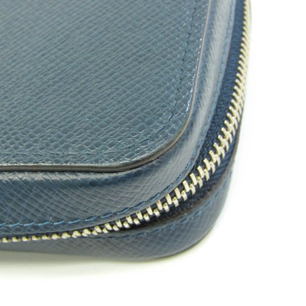 Pre-Owned Louis Vuitton Taiga Zippy   Men's Taiga Leather Long Wallet (bi-fold) Navy Blue (Good)