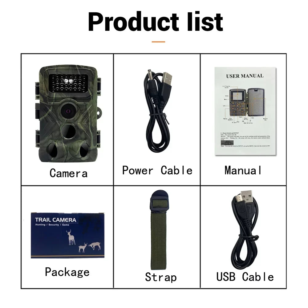32MP 1080P Outdoor Trail Camera Field Detection Infrared Camera 2.0 Inch  Color Display Day Night Use Hunts Night-Visions Camera  Waterproof