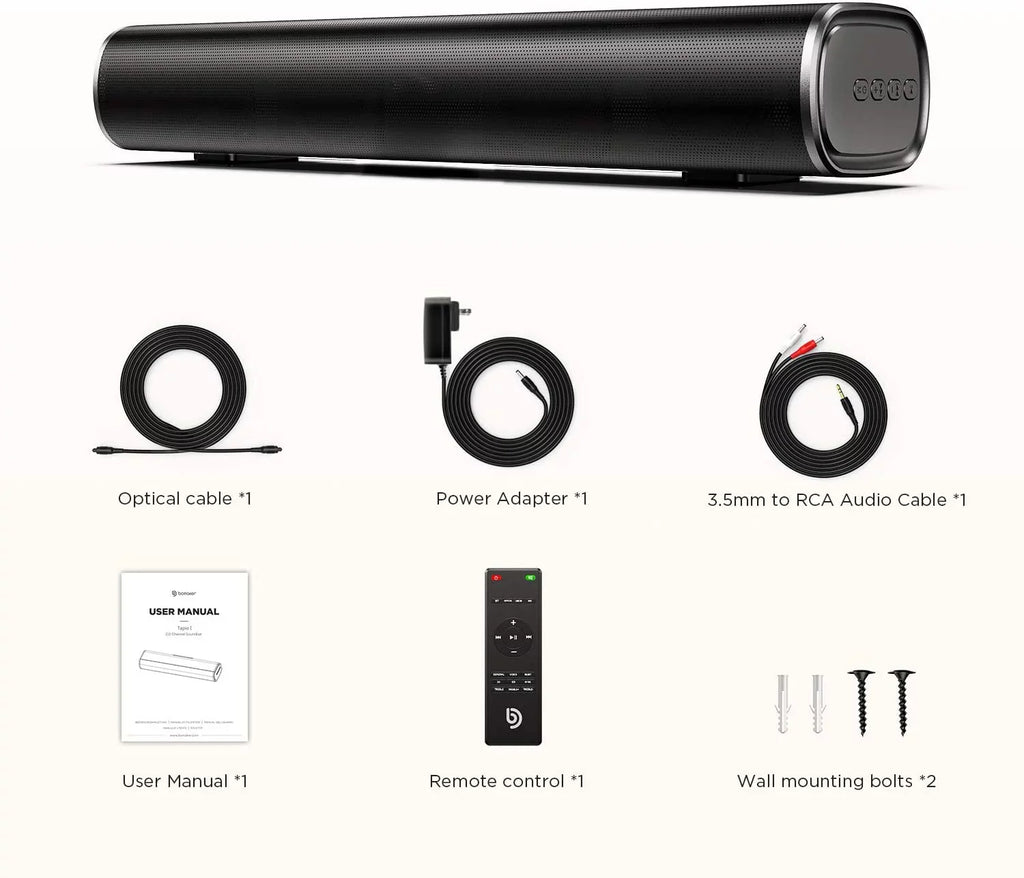 SoundBars For , Bomaker 16-Inch 2.0  Sound bar, Wireless Bluetooth 5.0 Computer Speaker, 105dB, 3D Surround Sound