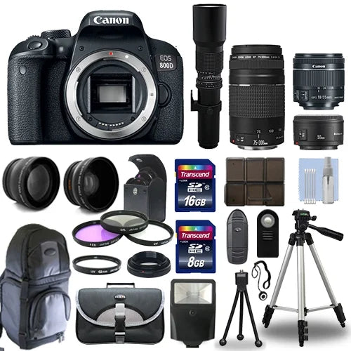 Canon  800D Camera+ 6 Lens 18-55mm , 75-300mm, 50mm, 500mm + 24GB  !