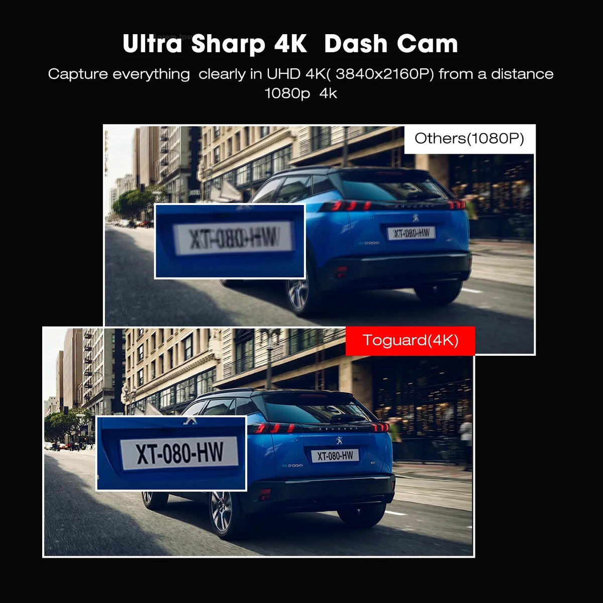 Dash Cam,4K Dash Cam Front 2"  Screen Car Camera with , 170° Wide Angle, , Night Vision, Parking Mode, -Sensor
