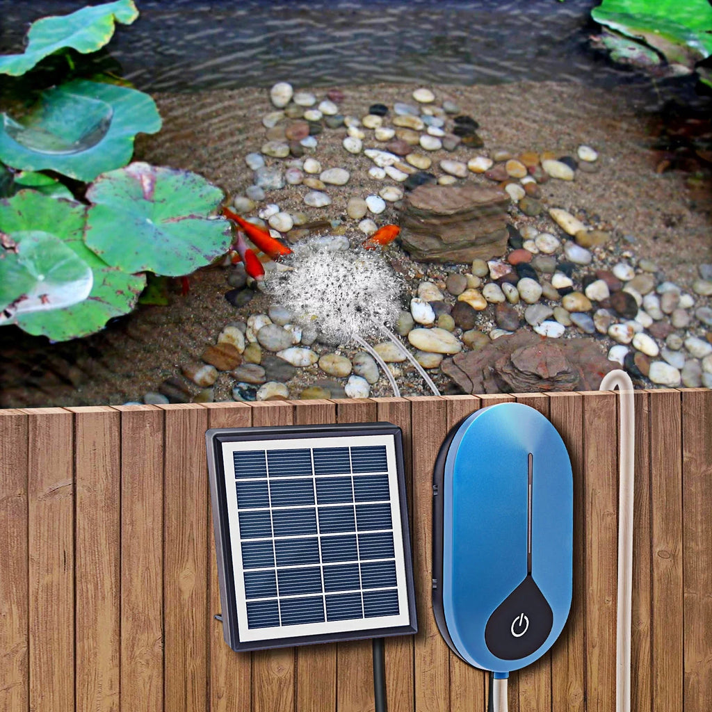 Dadypet Mini Fountain,Air Bubble Stone Aerator Air Pump Aerator Pond Aerator Fish Tank Airpump Pipe Air Tank Aerator Pond 1.5W Solar Pump Solar Pump Fish Pond Aerator Air  Washboa boa Round