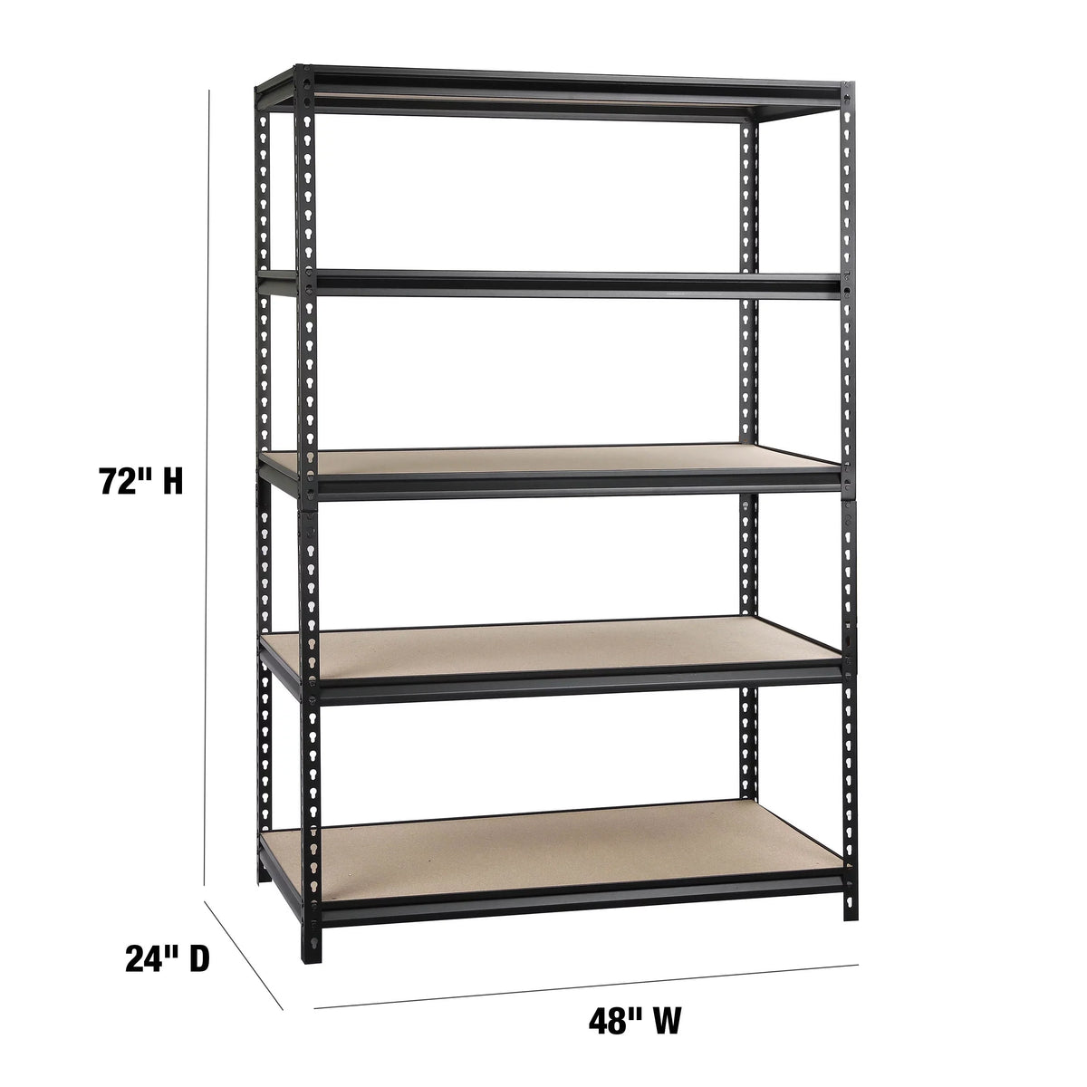 48-inch 5-Tier Freestanding Shelf with Particle Board Shelves, 800 lb. Capacity, Adult