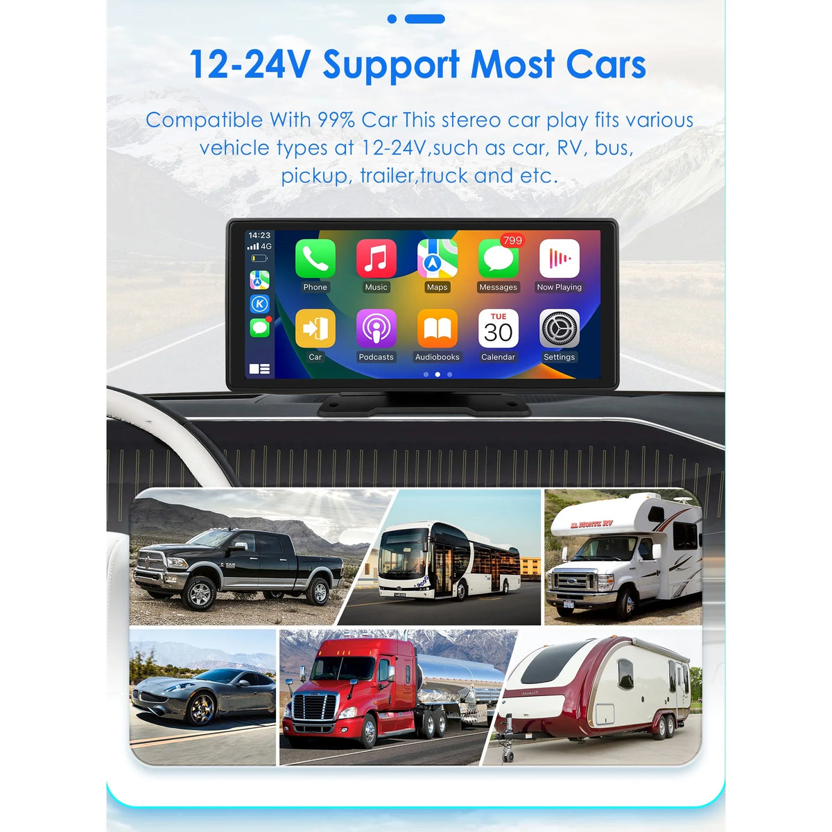 10.26" Touchscreen Apple Carplay Android Auto  Car Radio Stereo Head Unit 360° Adjustable Bluetooth Mirror Link  Navigation Player